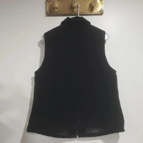 CJ Banks Womans Black  Velvet Zippered Quilted Vest. - Picture 2 of 7